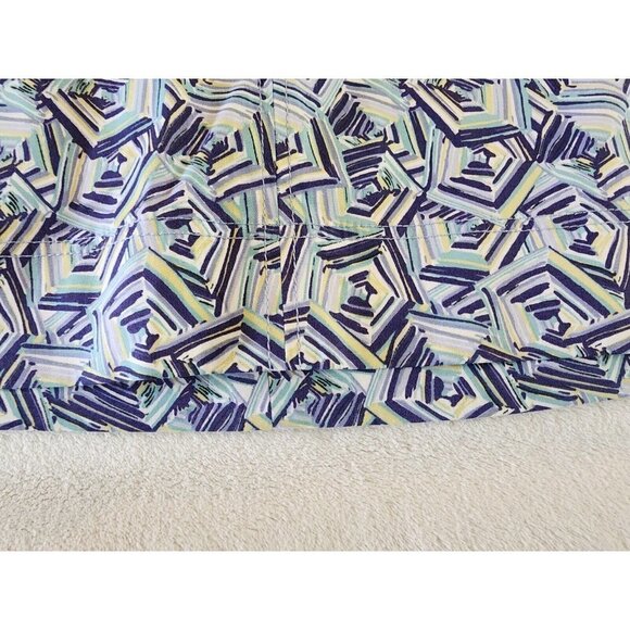 Talbots Womens Casual Skirt Size 16 Petite Blue‎ Geometric Print with Pockets - Picture 7 of 7